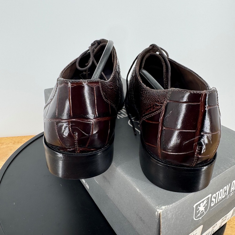 Stacy Adams Pietro Cognac Brown Exotic Print Leather Oxford Shoes 24675-221 11.5 - Picture 4 of 7
